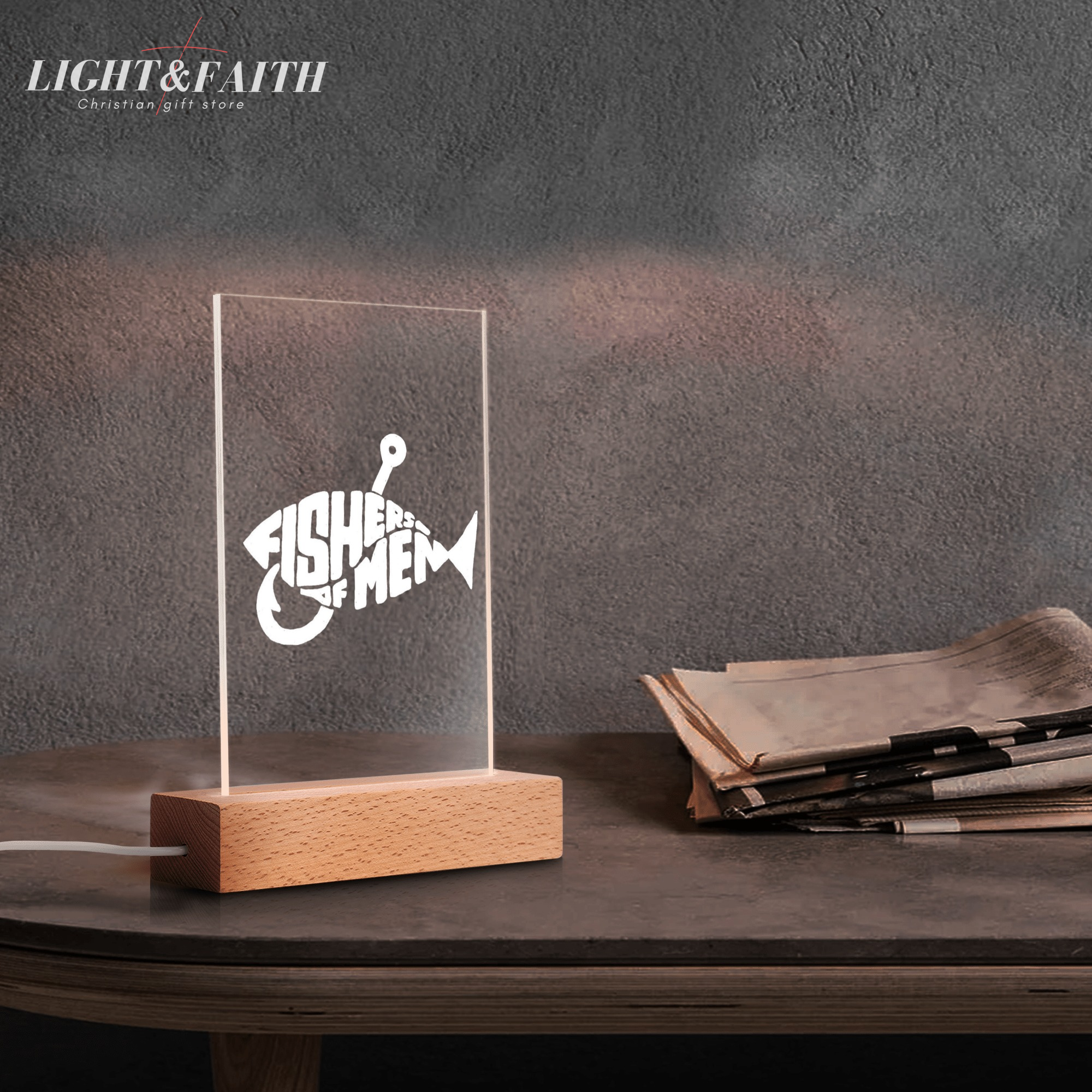 Fishers of Men LED Christian Night Light – Inspirational Bible Verse Decor Gift. NLLAF43